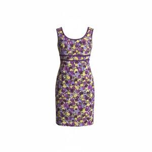 Boden Women Tulip Print Sheath Midi Dress Sz.10R Purple EUC Romantic Preppy Boho